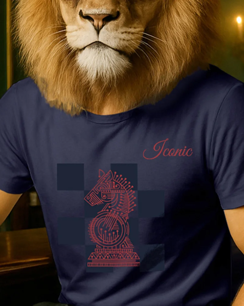 bewakoof Men's Inking Blue Iconic Graphic Printed T-shirt